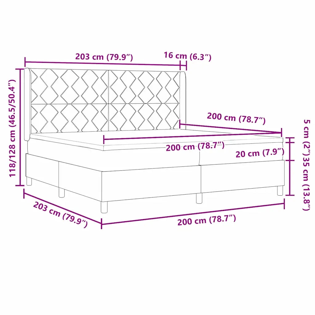 Letto a molle con materasso Blu 200 x 200 cm Tessuto