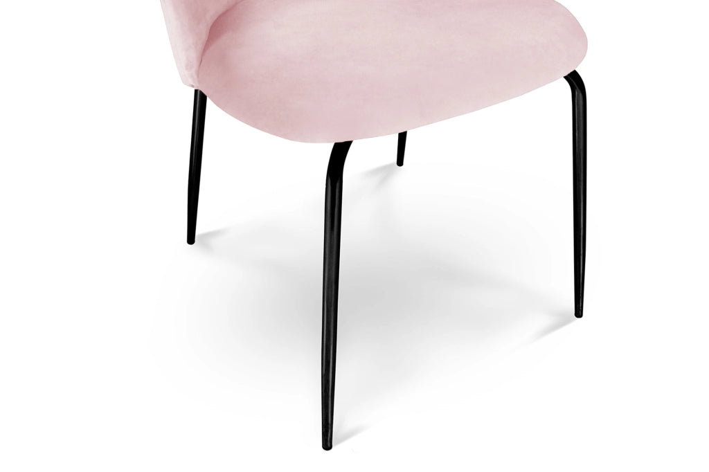 Set di 2 sedie da pranzo imbottite in velluto rosa piede nero – Nicole - SD19NIPN