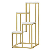 Portapiante a scala con 4 ripiani effetto marmo e struttura oro