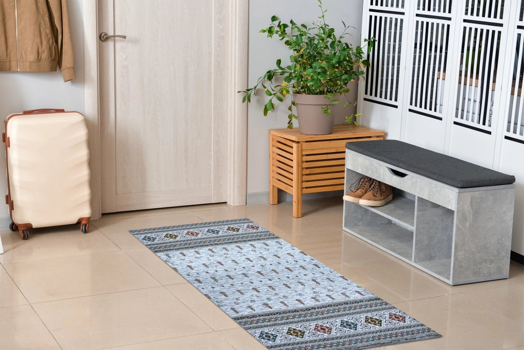 Tappeto Arredo Moderno Morbido in Ciniglia Ingresso Antiscivolo Prodotto Italiano  Soggiorno Camera Salotto Disegni Piazzati Cotone Varie Misure Grande Loom/Grigio - 160x240 cm