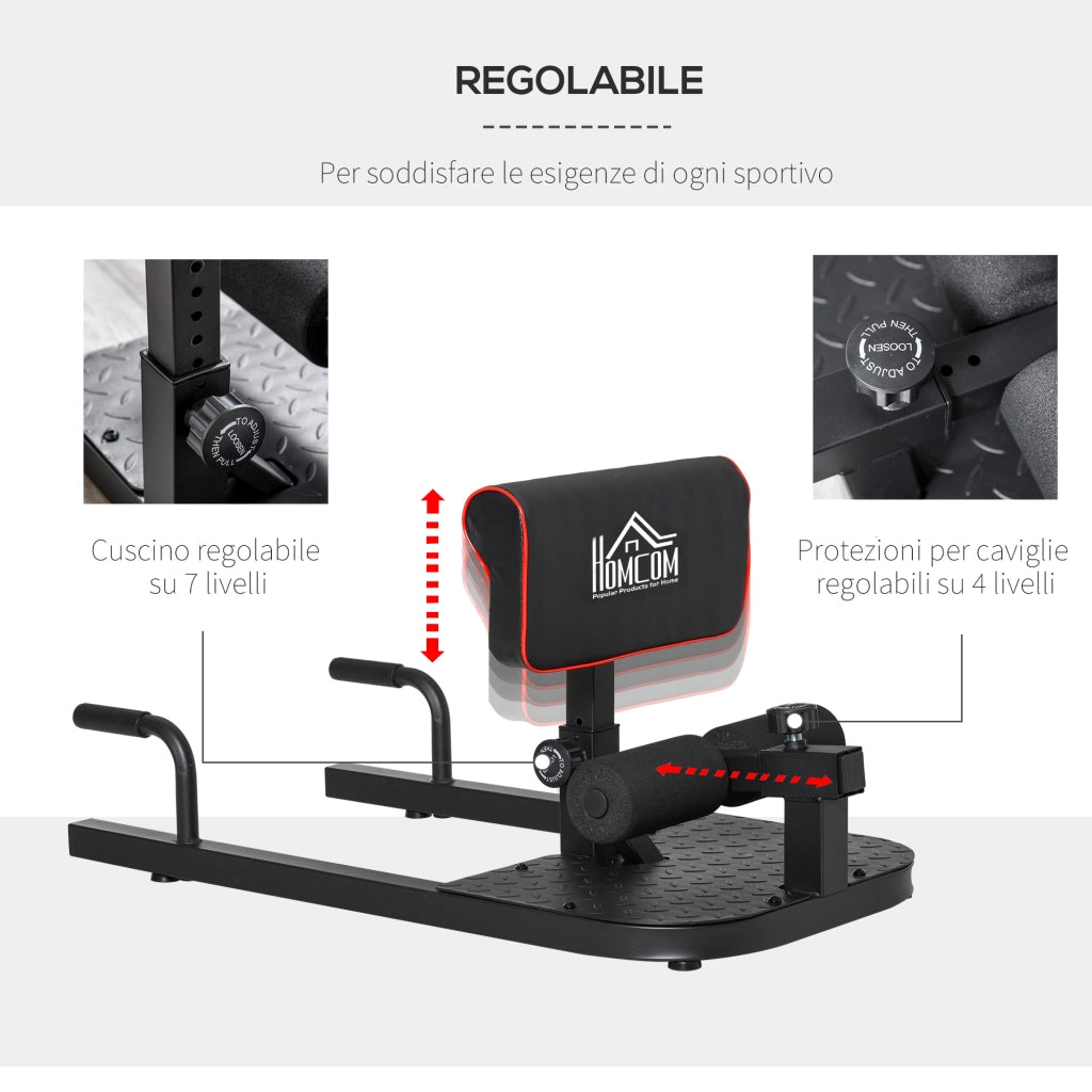 Macchina Squat 3 in 1, Macchina per Deep Sissy Squat Sit Up Push Up Regolabile Acciaio, Multifunzione, per Fitness, Allenamento, Leg Press, Addominali e Flessioni, Nero