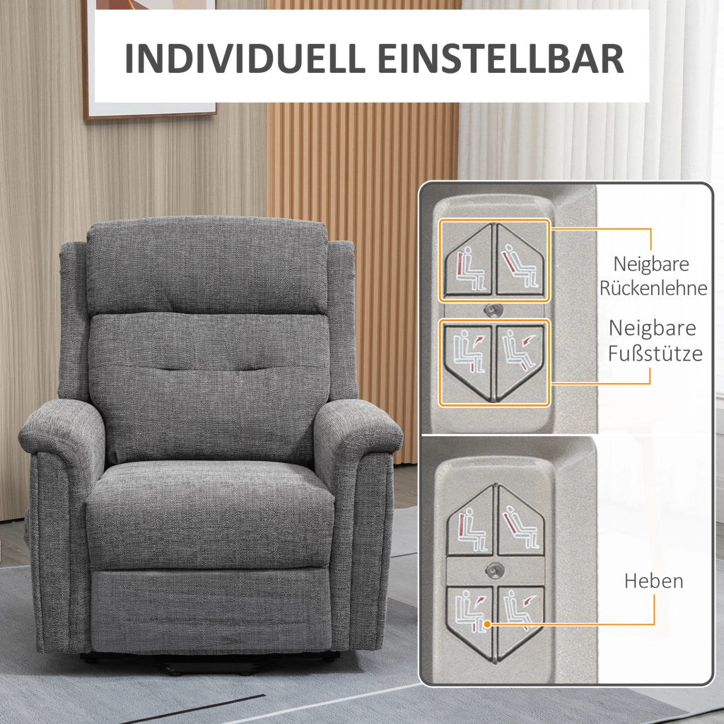 Poltrona reclinabile elettrica con funzione alzapersone, capacità 170 kg, grigio, 89x96x108 cm