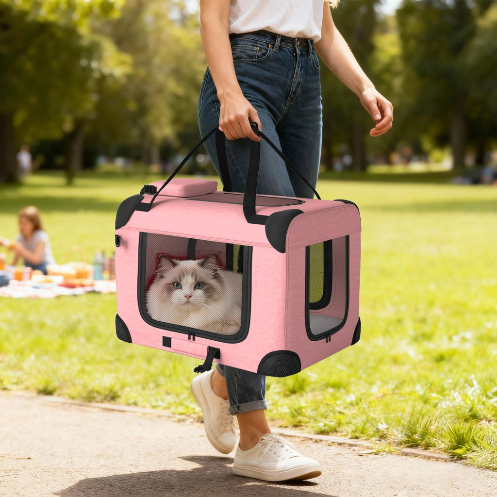 Trasportino per Cani Pieghevole con Cuscino ¨C Zephmum ¨C Rosa 60x41.5x41 cm