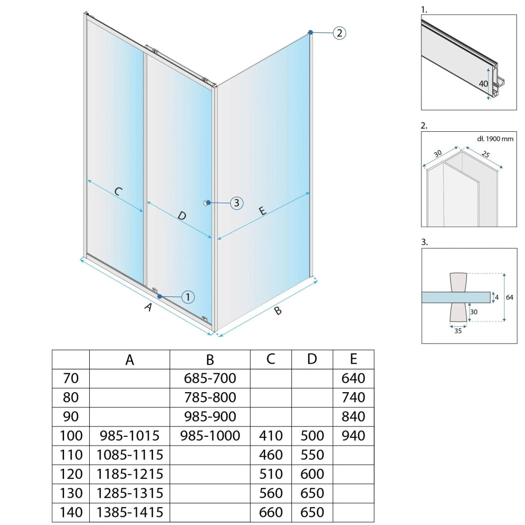 Cabina Doccia Rea Primo Slide 140x90 Chrome