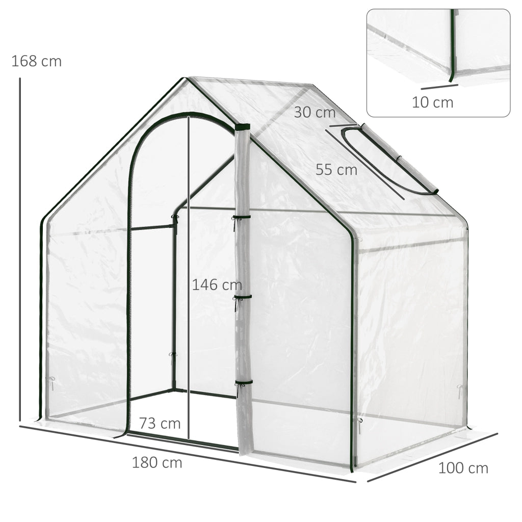 Serra da Giardino per Pomodori 1,8L x 1l x 1,68H m in Acciaio e Plastica Impermeabile Trasparente Verde con Porta a Cerniera