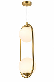 Lampadario a Sospensione Oro con 2 Sfere Opaline in plastica G9 – Design Moderno