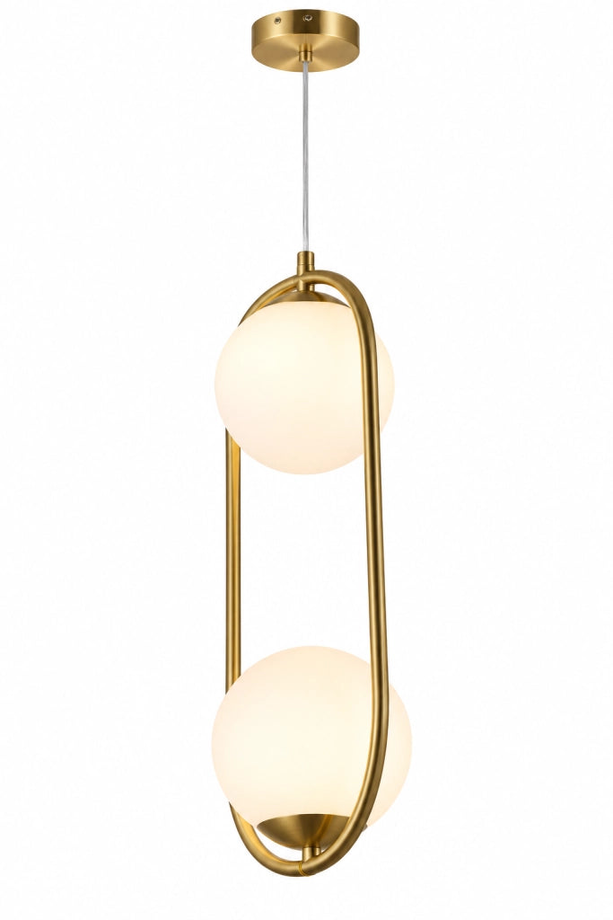 Lampadario a Sospensione Oro con 2 Sfere Opaline in plastica G9 – Design Moderno