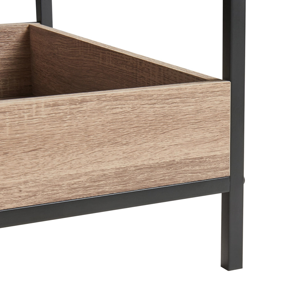 Tavolino da Salotto Belana con 2 Scomparti Aperti 100 x 48 x 39 cm - Nero/Effetto Rovere [en.casa]