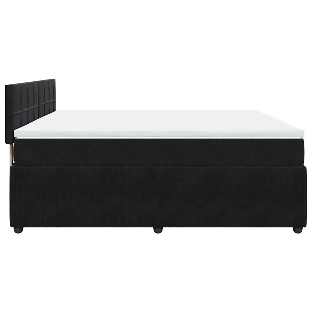 Giroletto a Molle con Materasso Nero 200x200 cm in Velluto