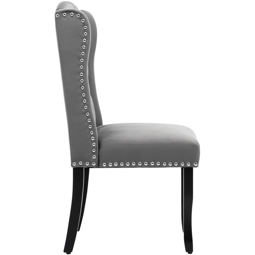 Sedie da Pranzo Set 4 Pezzi in Velluto con Gambe in Legno e Schienale Imbottito ¨C Xylo ¨C Grigio