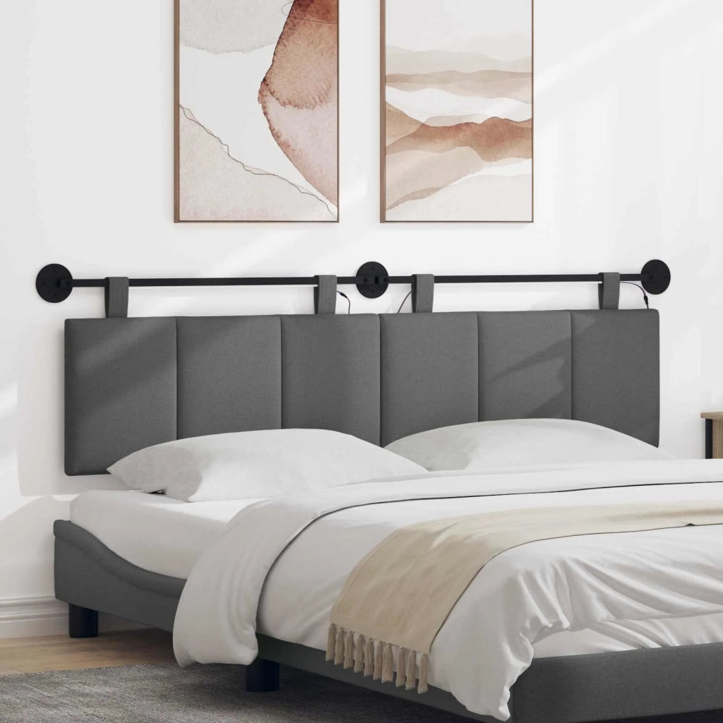 Testiera | Testata sospesa Con luce LED Grigio Scuro Tessuto