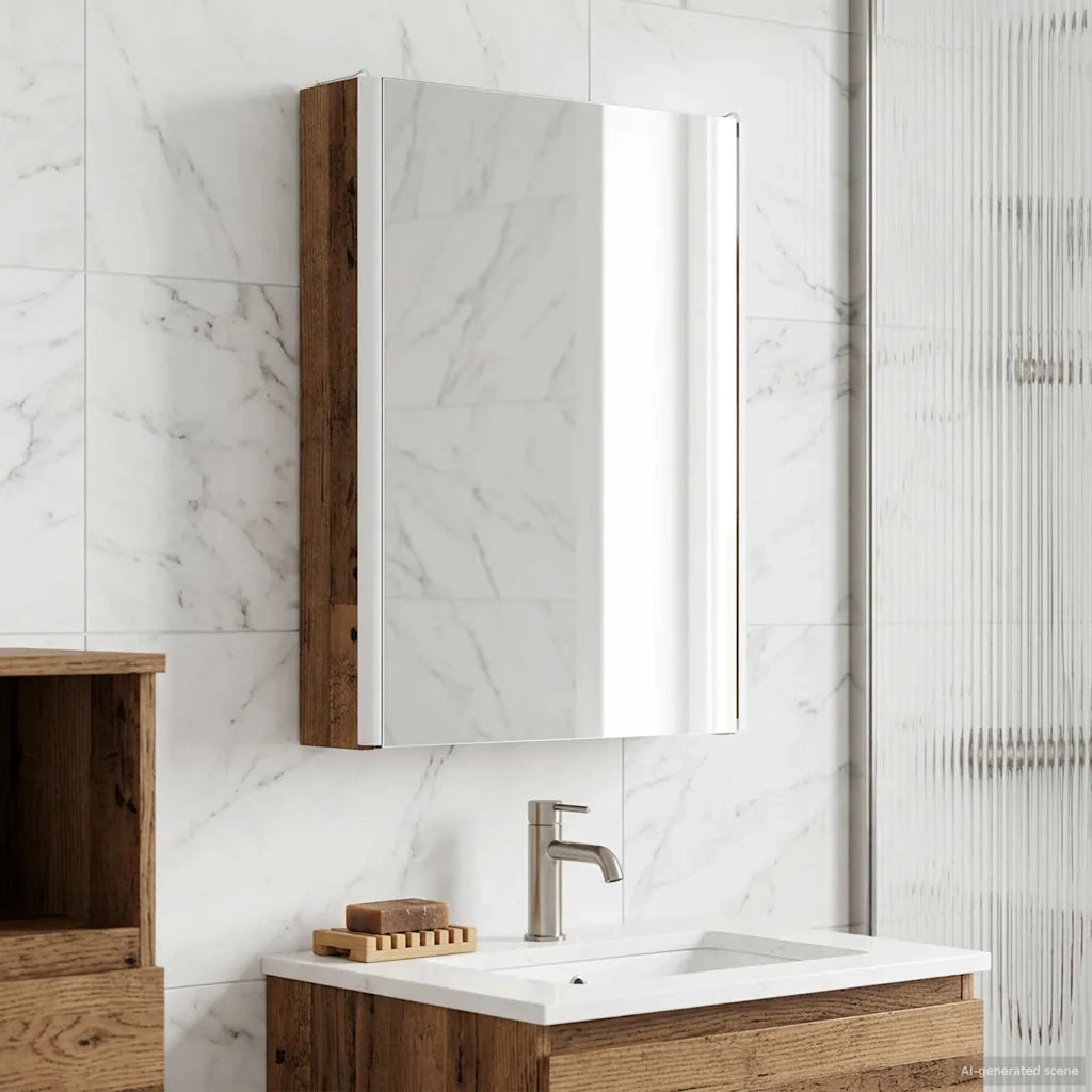 Mobiletto per specchio da bagno Legno vecchio 889229