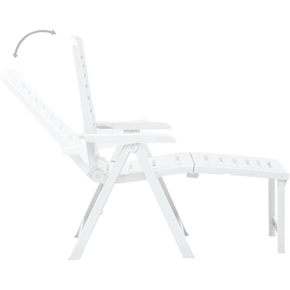 Trade Shop - Poltrona Lettino Prendisole Pieghevole Con Poggiapiedi Bianco 60x108x109 Cm 015933 -