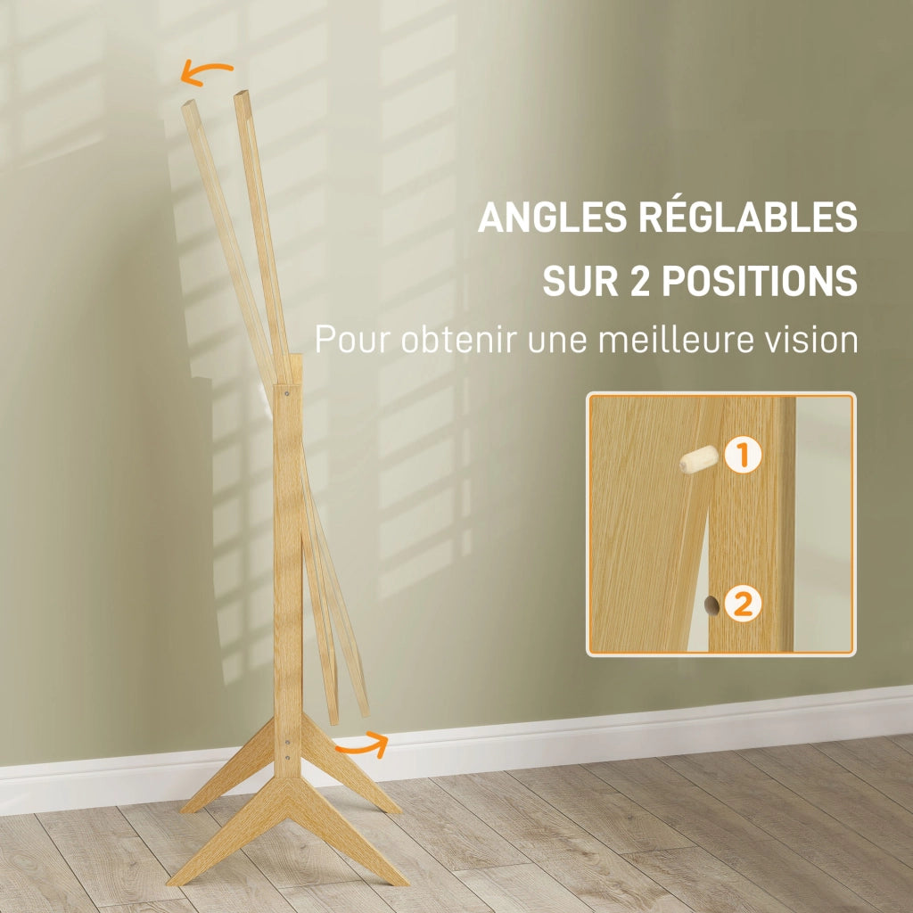 Per camera e camerino, grande specchio da terra in rovere 47 x 46 x 148 cm con inclinazione regolabile