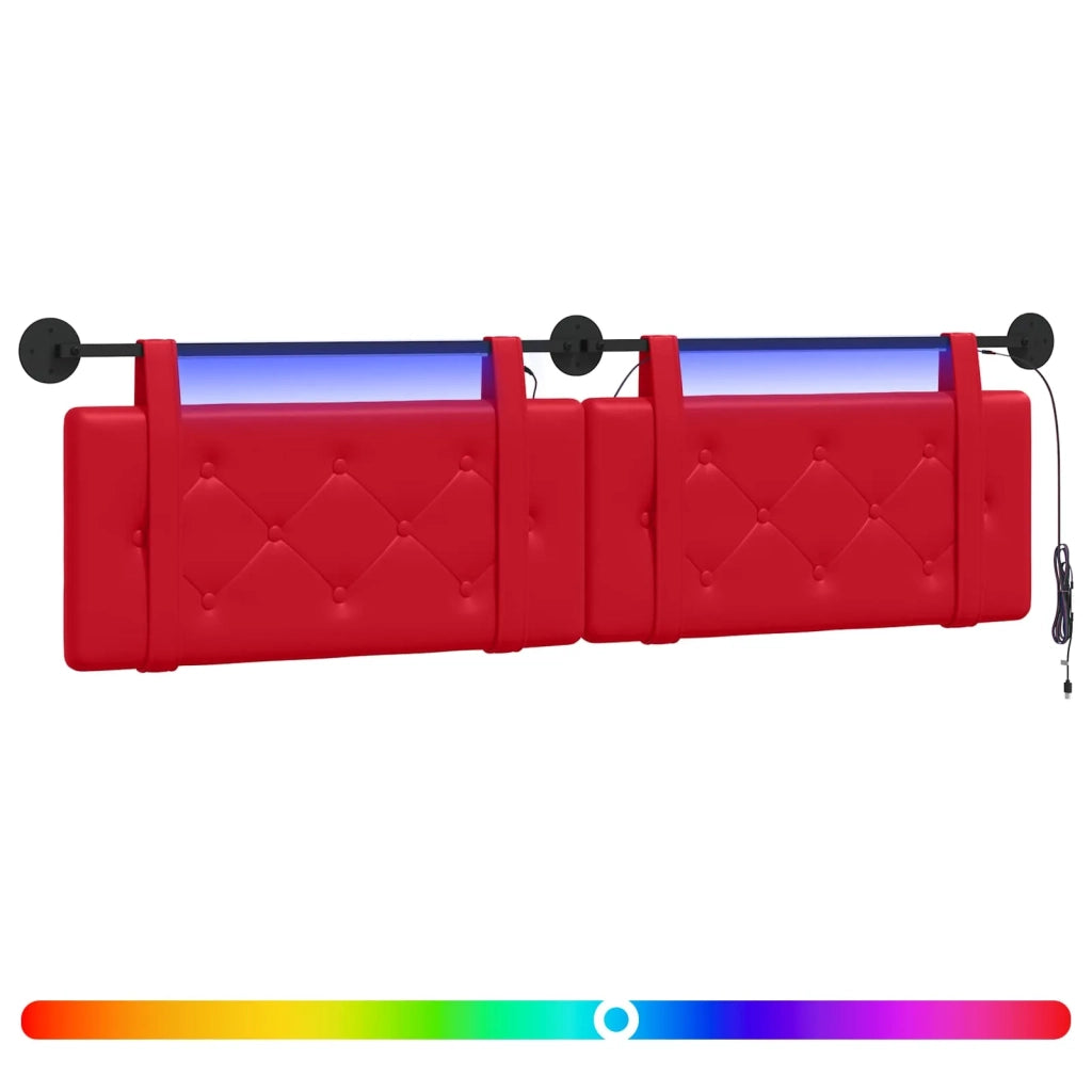 Testiera sospesa Con luce LED Rosso Similpelle 3424210