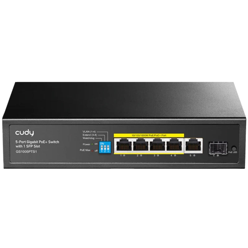 Cudy gs1005pts1 switch di rete gigabit ethernet (10/100/1000) supporto power over ethernet (poe) nero - CUDGS1005PTS1