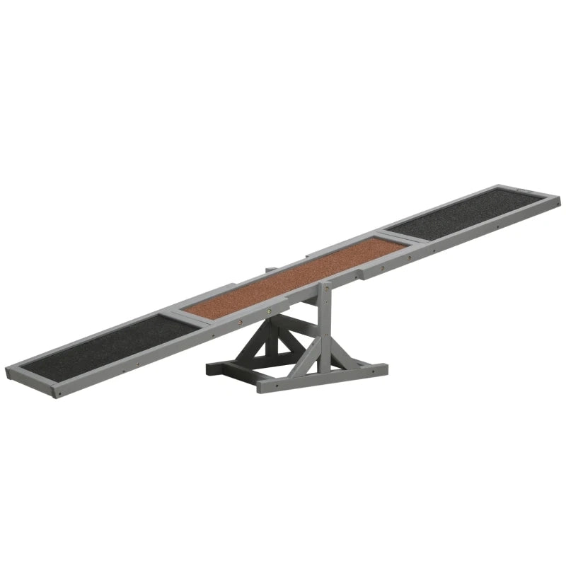 Altalena per agility cani in legno di pino grigia con superficie antiscivolo per addestramento fino a 30 kg