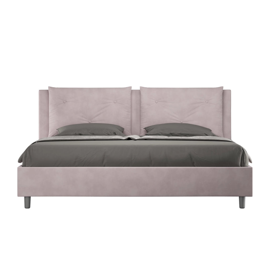 BS COM Letto con rete imbottito 180x200 microfibra glicine