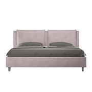 BS COM Letto con rete imbottito 180x200 microfibra glicine