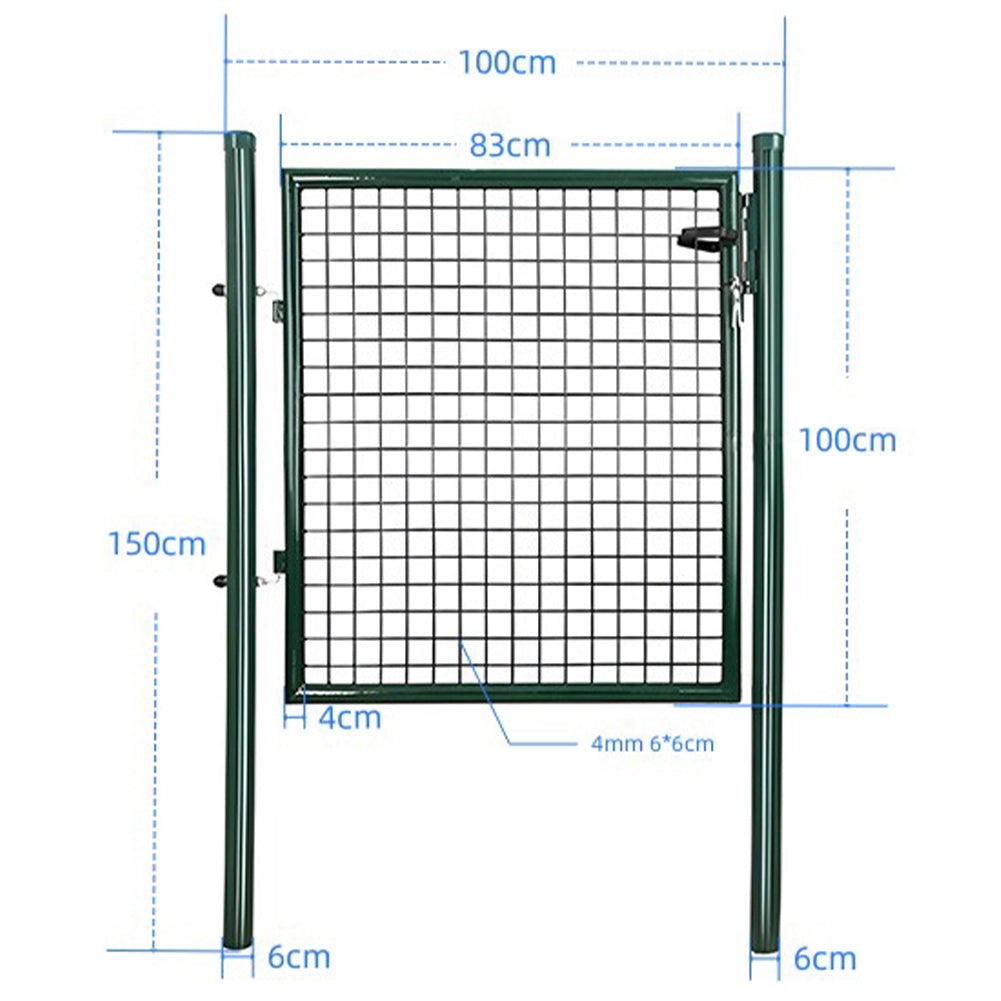 Cancello Pedonale Cancelletto Recinzione Giardino Acciaio 100x150cm con Chiave
