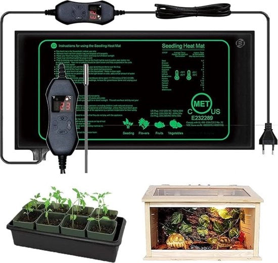 Matrice di riscaldamento per piante - Con termostato - 25 x 52 cm - 50W - Imbustibile - Matrice di crescita - Matrice di riscaldamento per piante - Riscaldamento per piante - Propagatore