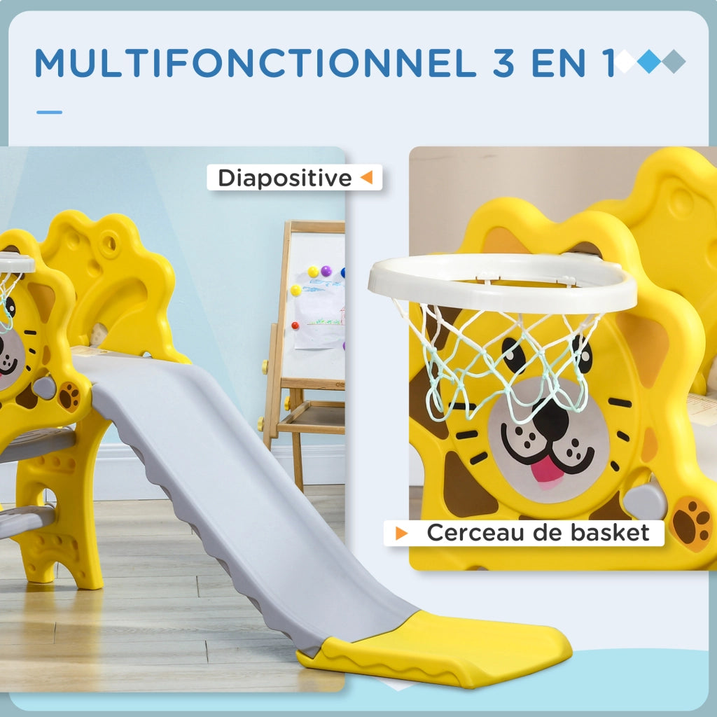 Casetta da gioco con scivolo e canestro ¨C ZephMum ¨C Giallo Grigio