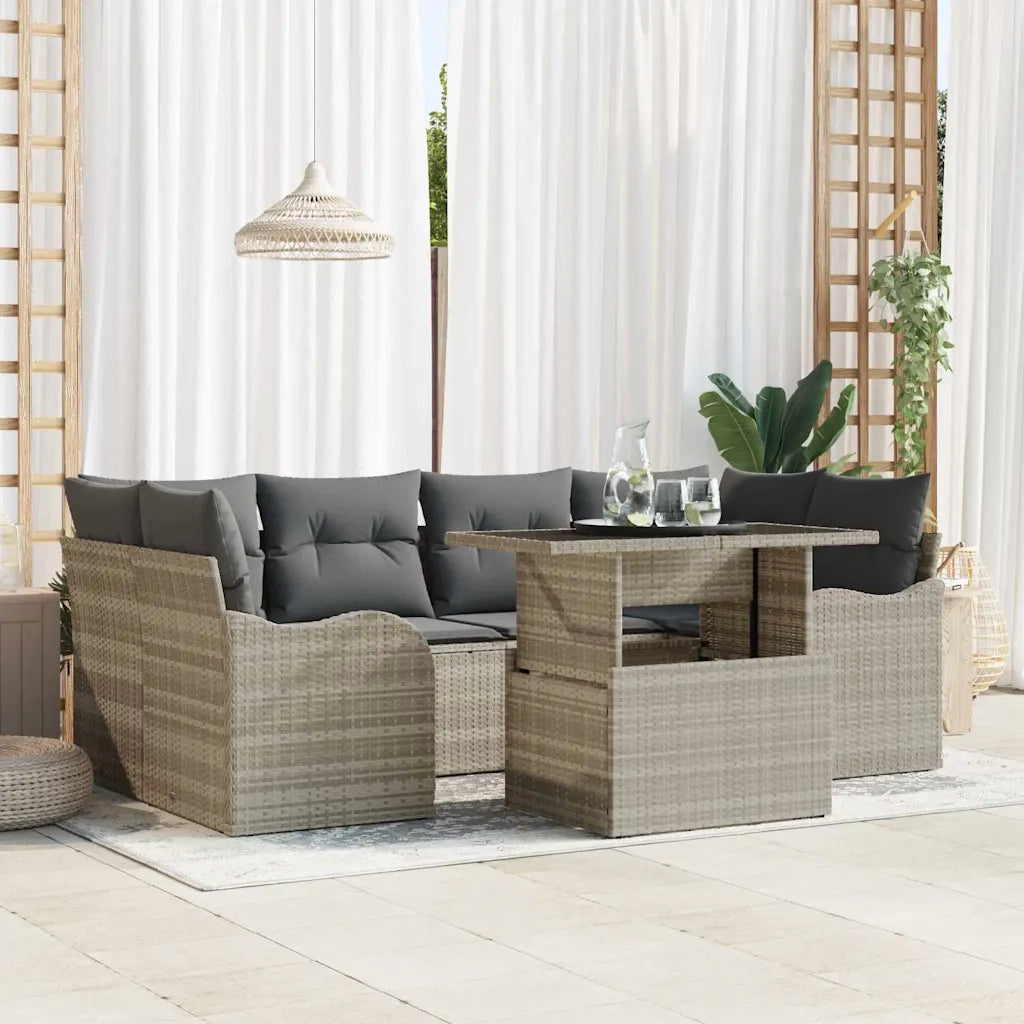 Set Divano da Giardino con cuscino 7 pcs Grigio chiaro