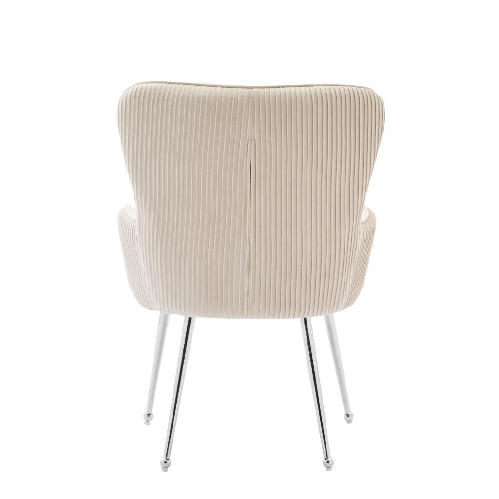 SEDIA in velluto beige Set da 4 pezzi con braccioli e supporto lombare