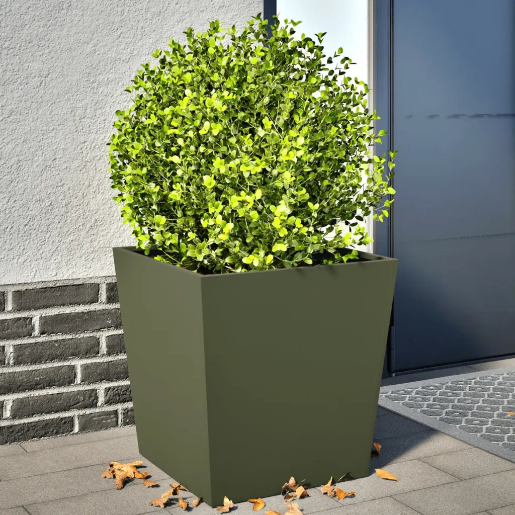 2 pz Fioriere | Cassetta per fiori | Vaso da Giardino Verde Oliva 50x50x50 cm in Acciaio