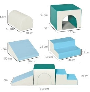 Set gioco motorio ULEVR 4 pezzi per bambini 1-3 anni, moduli in schiuma EPE con rampa e tunnel, grigio chiaro