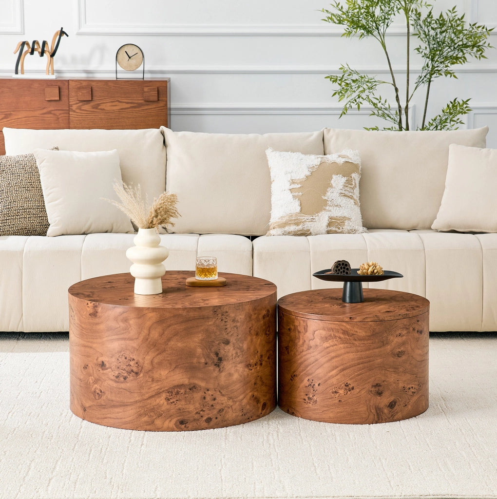 TAVOLI da caffè nesting Set da 2 pezzi MDF marrone con contenitore