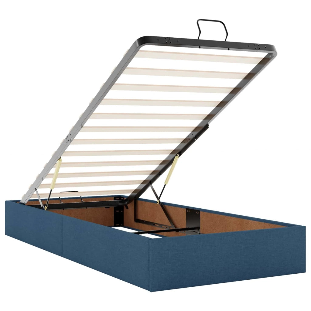 Letto Ottomano con Materasso e LED Blu 90 x 200 cm Tessuto 3456800