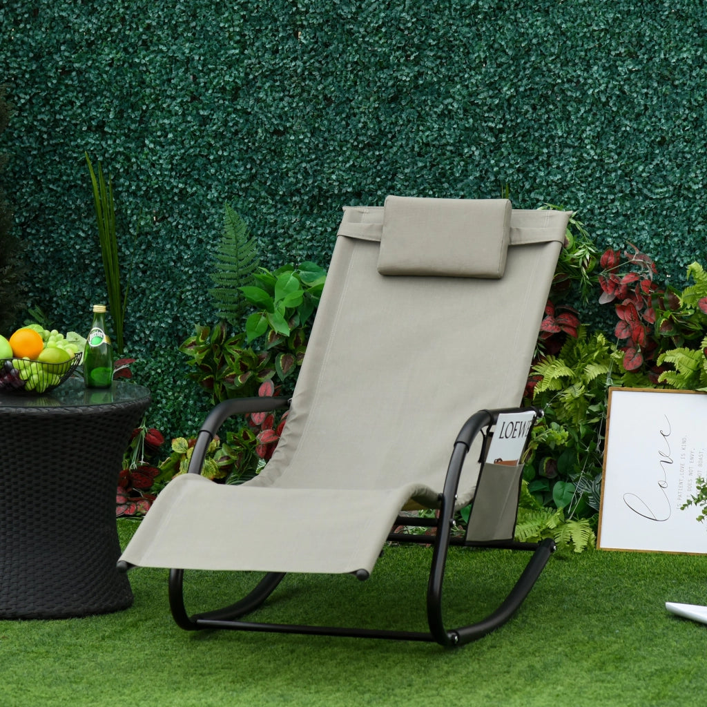 Poltrona a Dondolo da Giardino ¨C zephmum ¨C Nero, Grigio, 150x62x88 cm