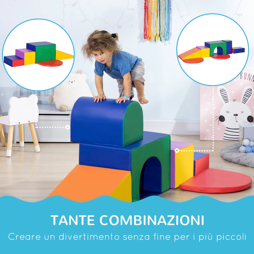 Set 7 Costruzioni Morbide per Bambini  1-3 Anni in PU e EPE Multicolore