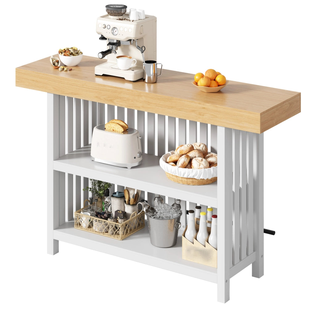TAVOLO da bar 160x40x105 cm MDF Bianco con poggiapiedi e 2 ripiani