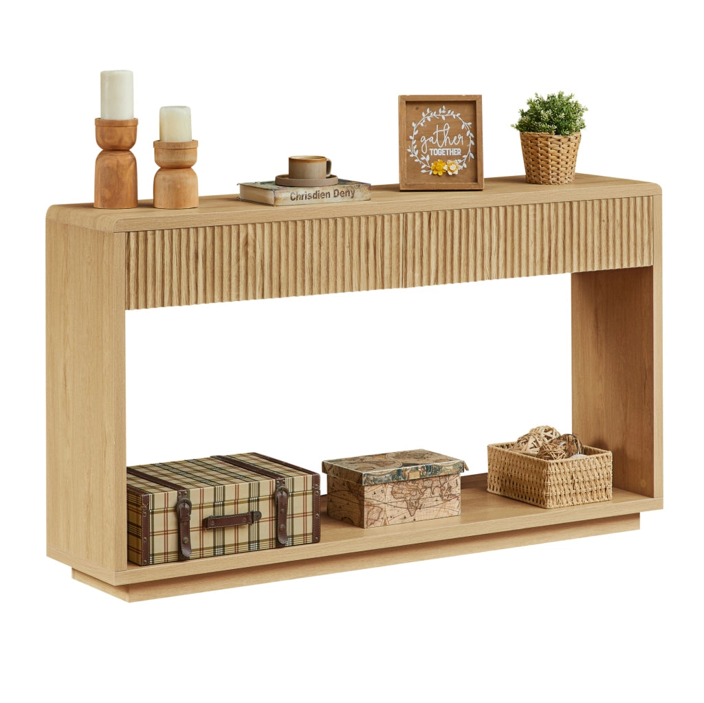 Consolle da ingresso 150 cm con 2 cassetti e ripiano aperto naturale HOMVRA