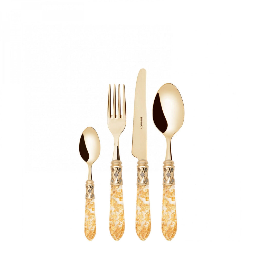 ALADDIN Gold, Posate Set 24 pz, Scatola Compact, Casa Bugatti Colore: Oro, Ghiera: Golden