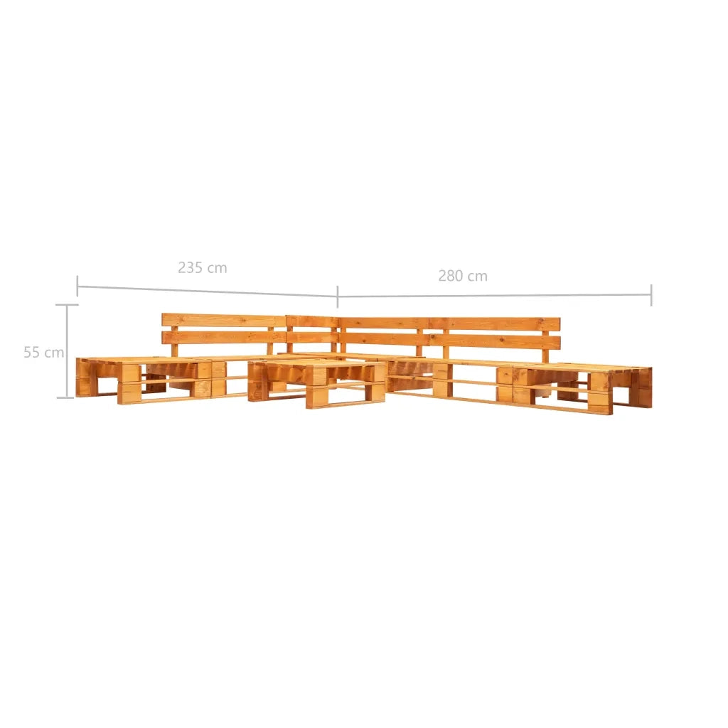 Set Divani da Giardino su Pallet 6 pz Marrone ambra in Legno 277461