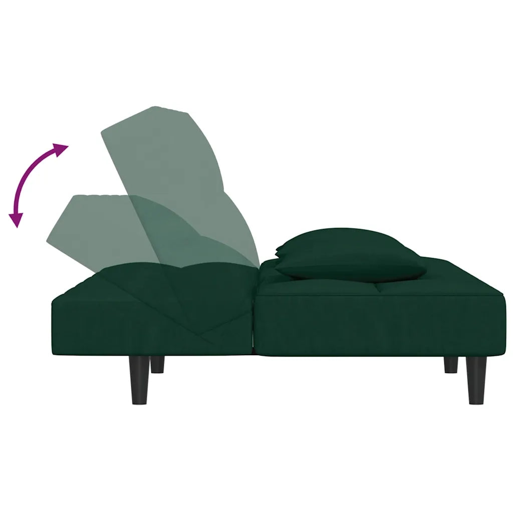 Divano Letto a 2 Posti con 2 Cuscini-Sofa Letto 2 Posti-Daybed Verde Scuro in Velluto 990496