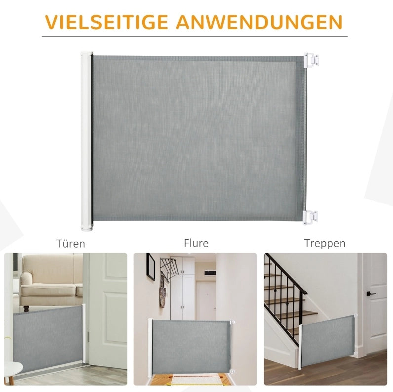 Barriera di sicurezza retrattile 115 x 82,5 cm in acciaio grigio per scale