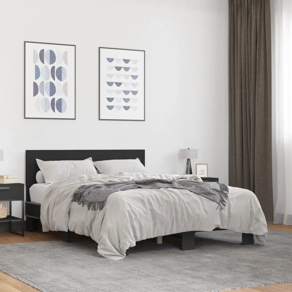 Giroletto Nero 140x190 cm in Legno Multistrato e Metallo