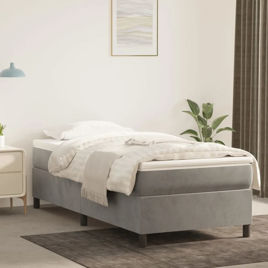 Struttura Letto a Rete a Molle-Giroletto Grigio Chiaro 90x200 cm Velluto 315268