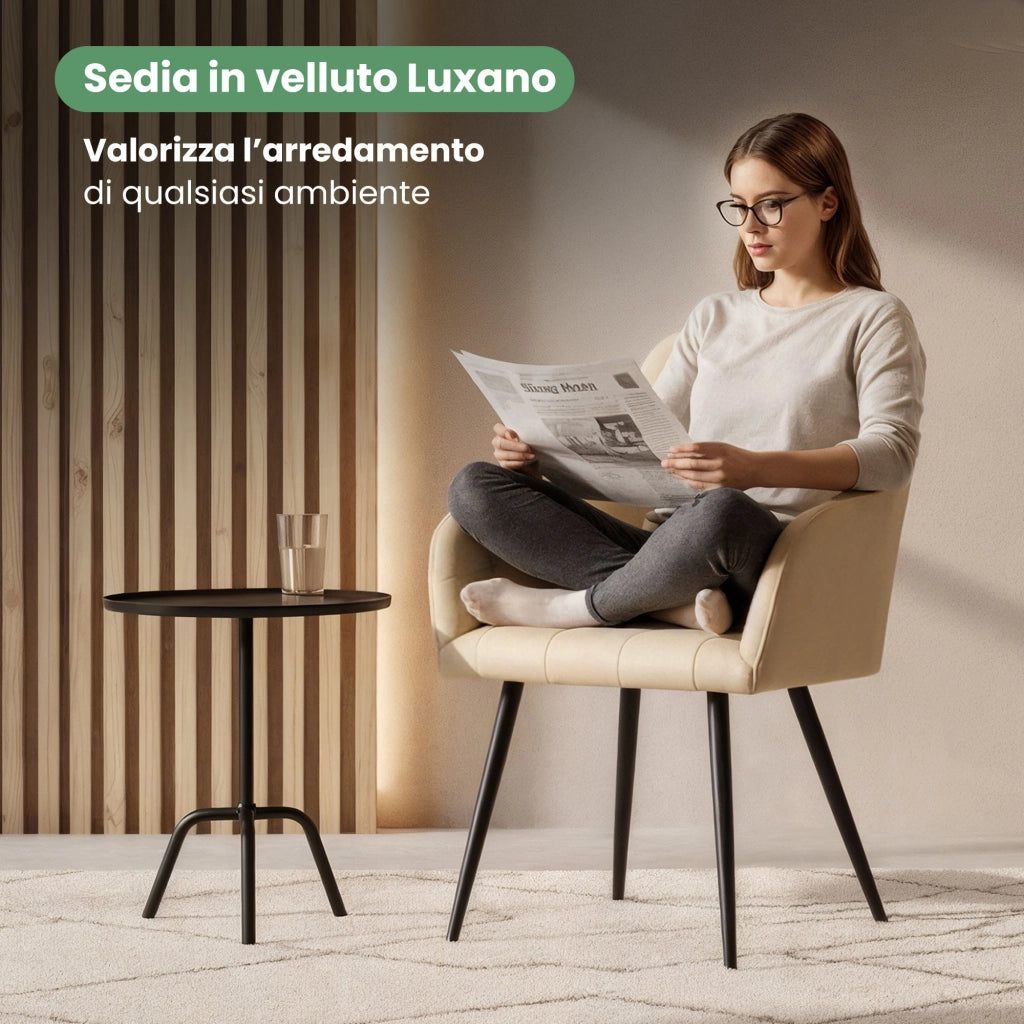 Set di 2 Sedie imbottite con cuciture quadrate LUXANO Beige gambe nere