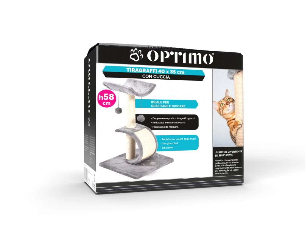 OPTIMO TIRAGRAFFI CON CUCCIA 40 X 35 X H 58 CM GRIGIO E BEIGE