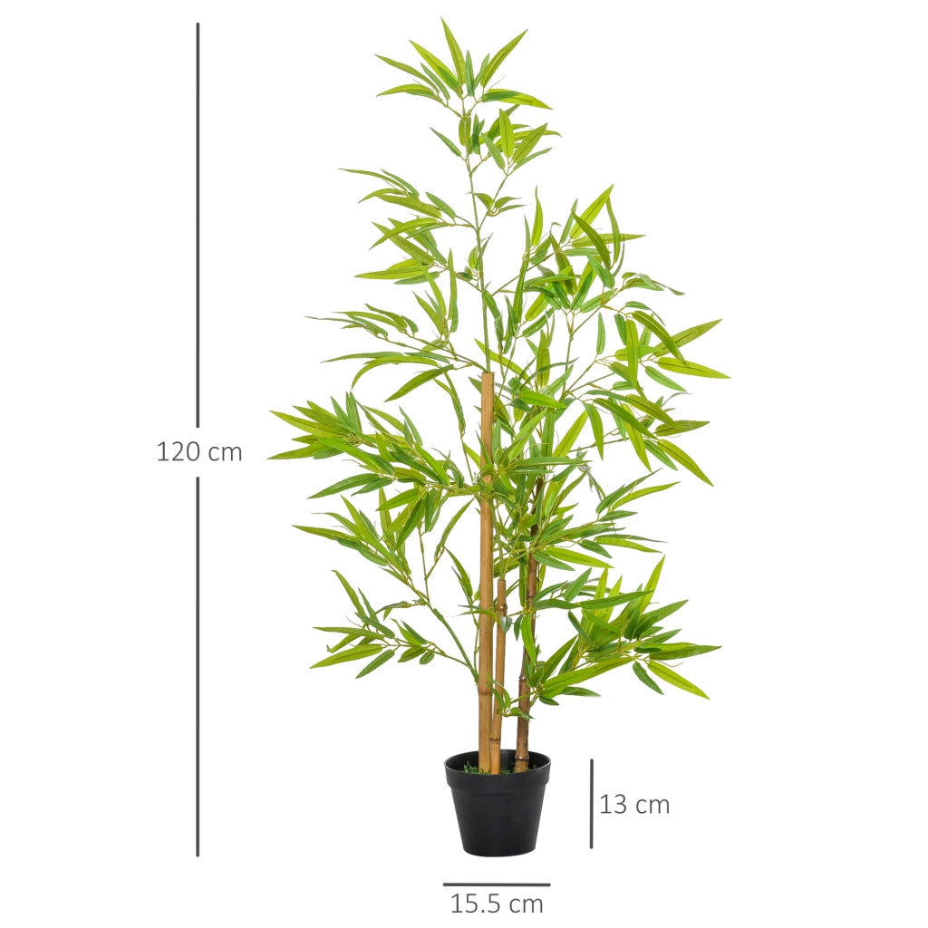 Pianta artificiale di bambù decorativa con vaso 644 foglie in plastica verde per interni ed esterni Ø 15.5 × 120 cm