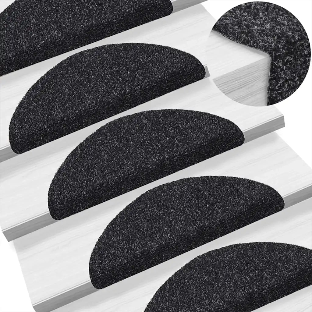Tappetini per scale autoadesivi 10 pz | Gradini per Scale 56x17x3 cm neri semicircolari