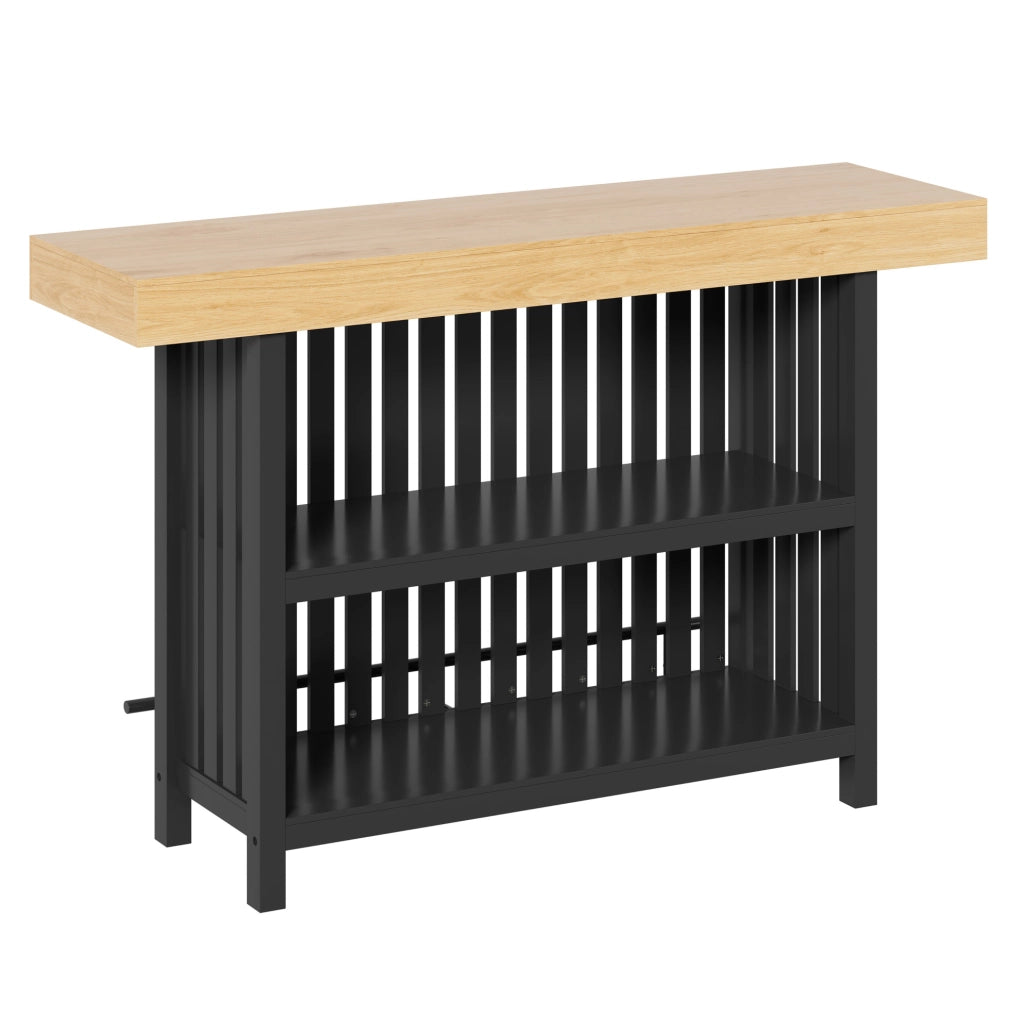 TAVOLO BAR con Poggiapiedi e Ripiani a 2 Livelli 160x40x105 cm MDF Nero