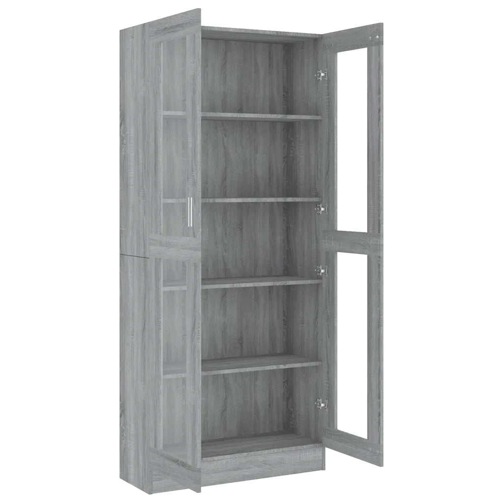 Mobile Vetrina Grigio Sonoma 82,5x30,5x185 Legno Multistrato