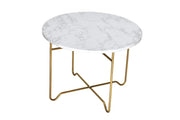 Tavolino Decorativo Casa in Ferro Oro e Piano in MDF Effetto Marmo bianco 55 x 40 cm