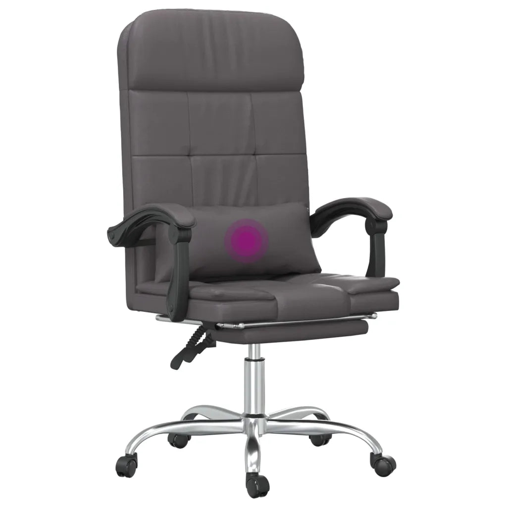 Poltrona da Ufficio Massaggiante Reclinabile Grigio Similpelle 349709